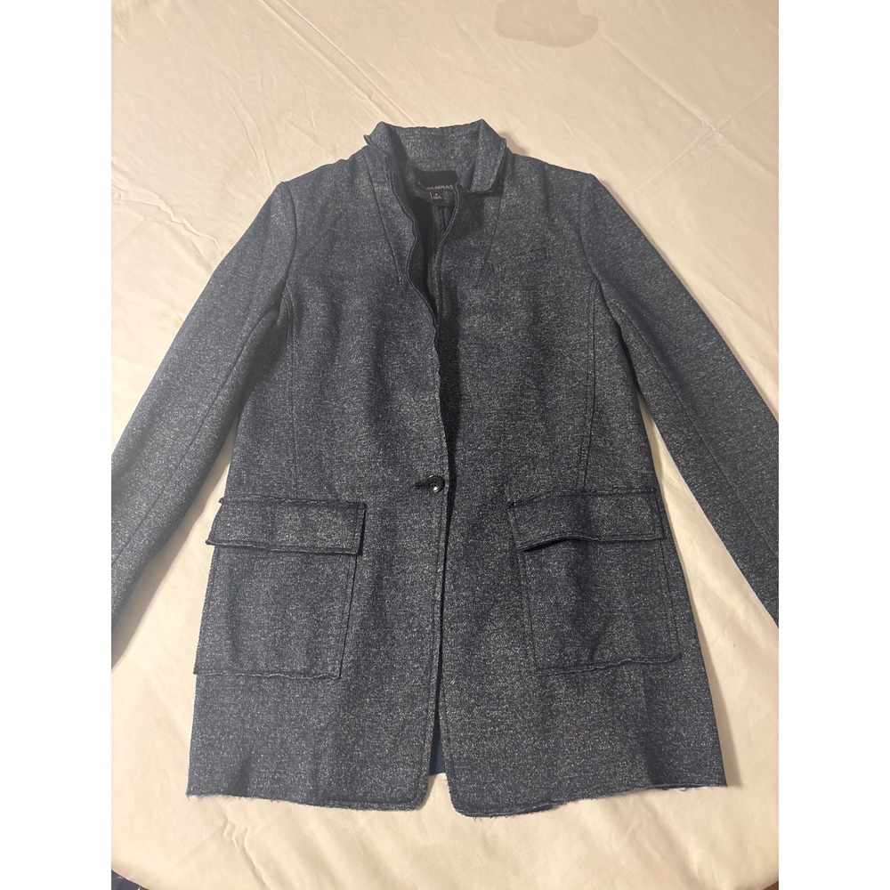 Banana Republic Blazer Womens 8 Blue Knit Longline Flap Pocket Jacket